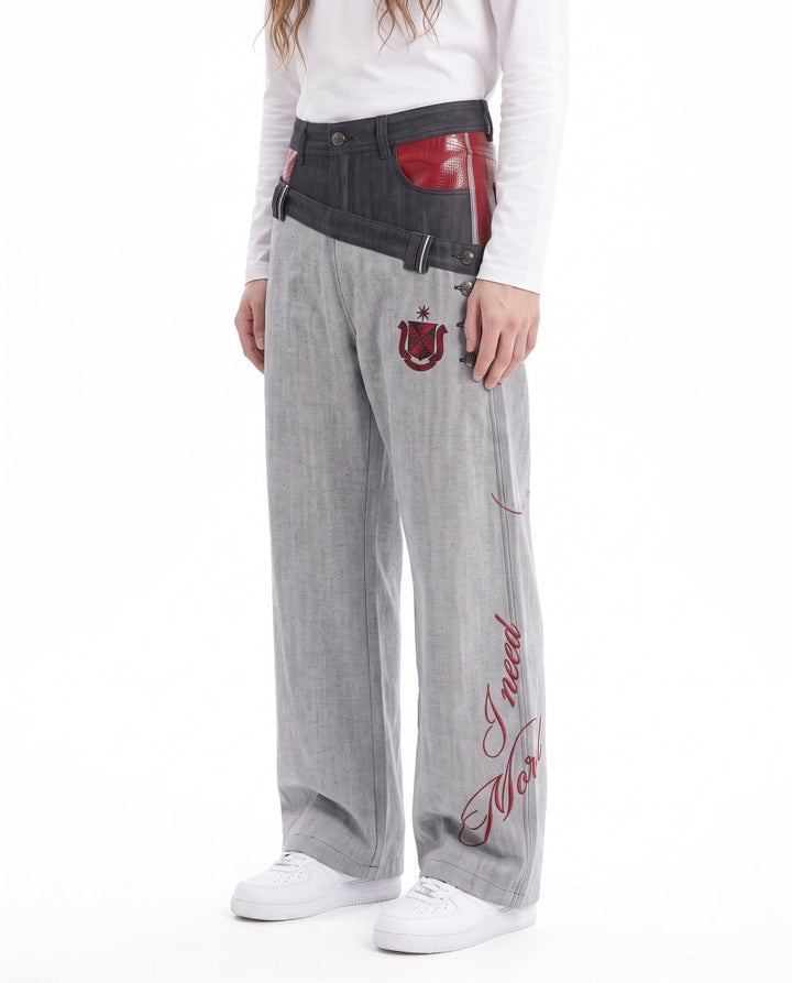 Patchwork Wide Jeans na3060