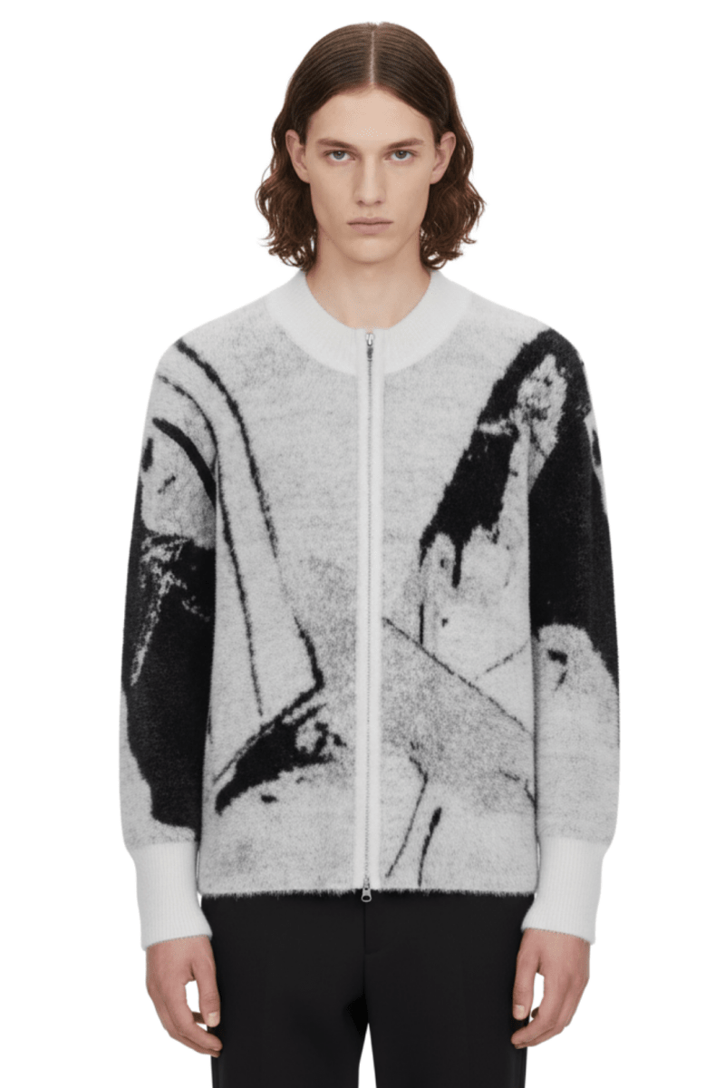 Abstract Pattern Zip Knit Cardigan na2403