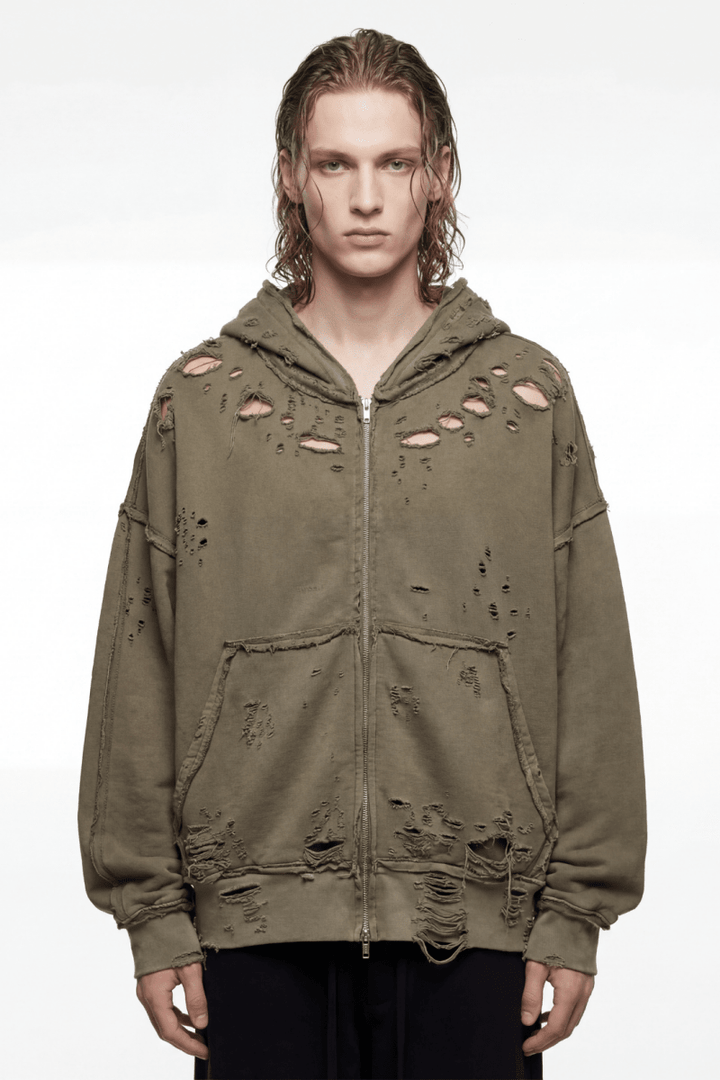 Apocalypse Distressed Zip Hoodie na2354