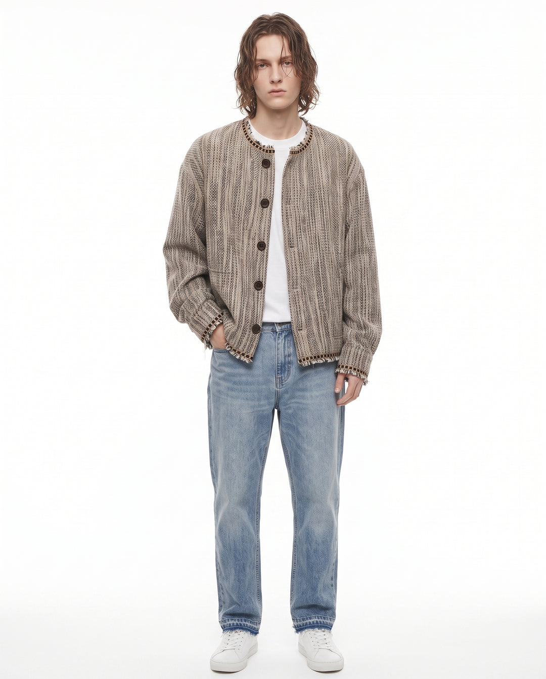 Fringe Tweed Jacket na3009