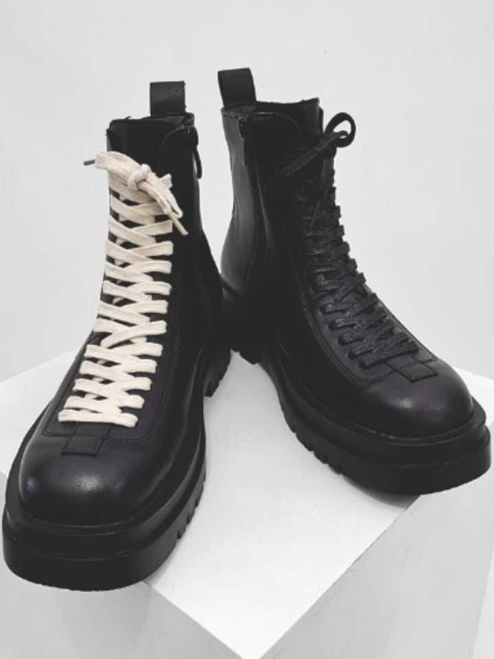 leather side zipper rider biker boots