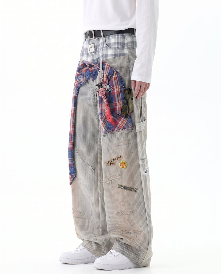 Patchwork Wide Pants na3056