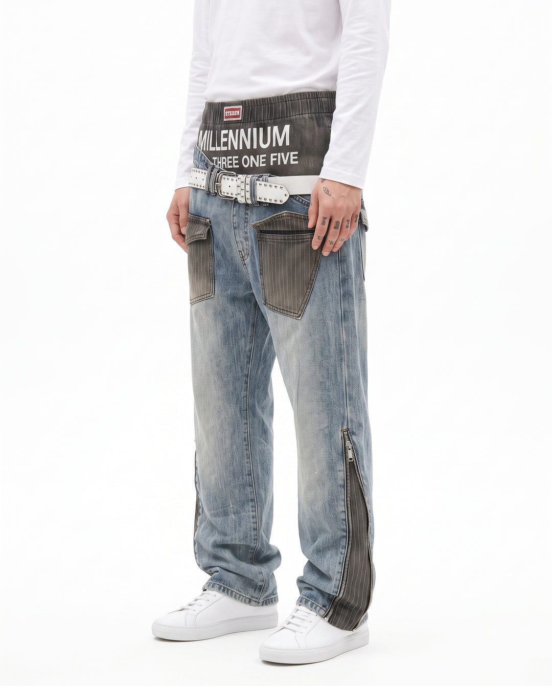 Layered Wide Jeans na3087