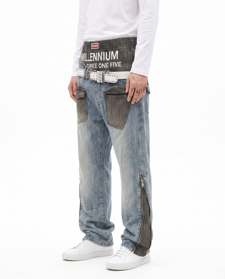 Layered Wide Jeans na3087