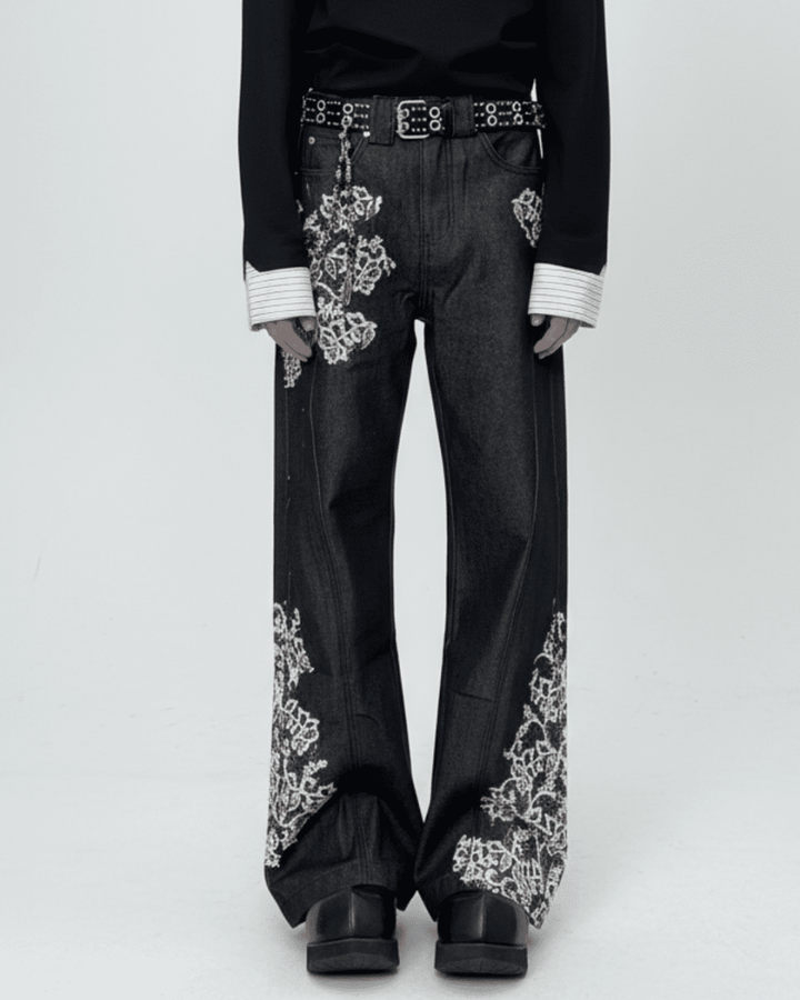 NOIR EMBROIDERY FLARE DENIM na2329