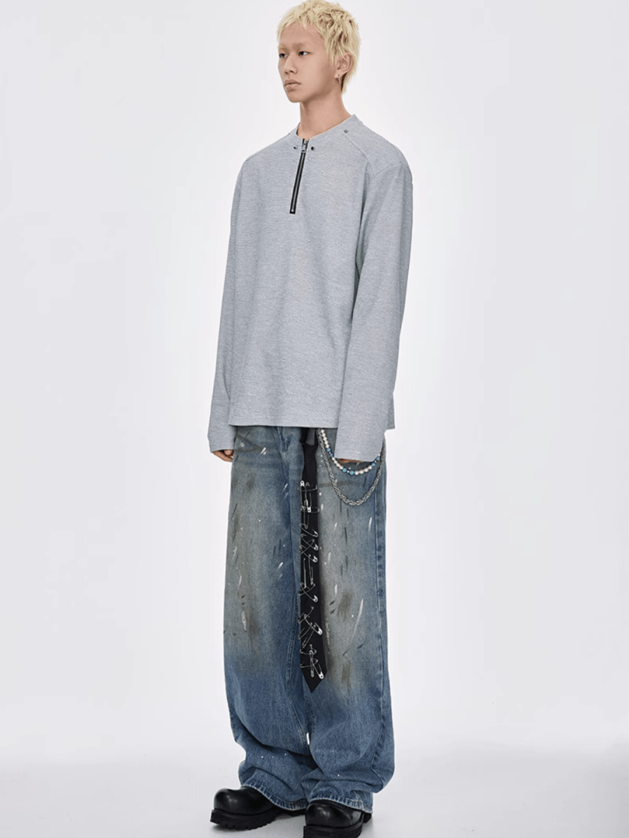 long-sleeved half-zip T-shirt na1947