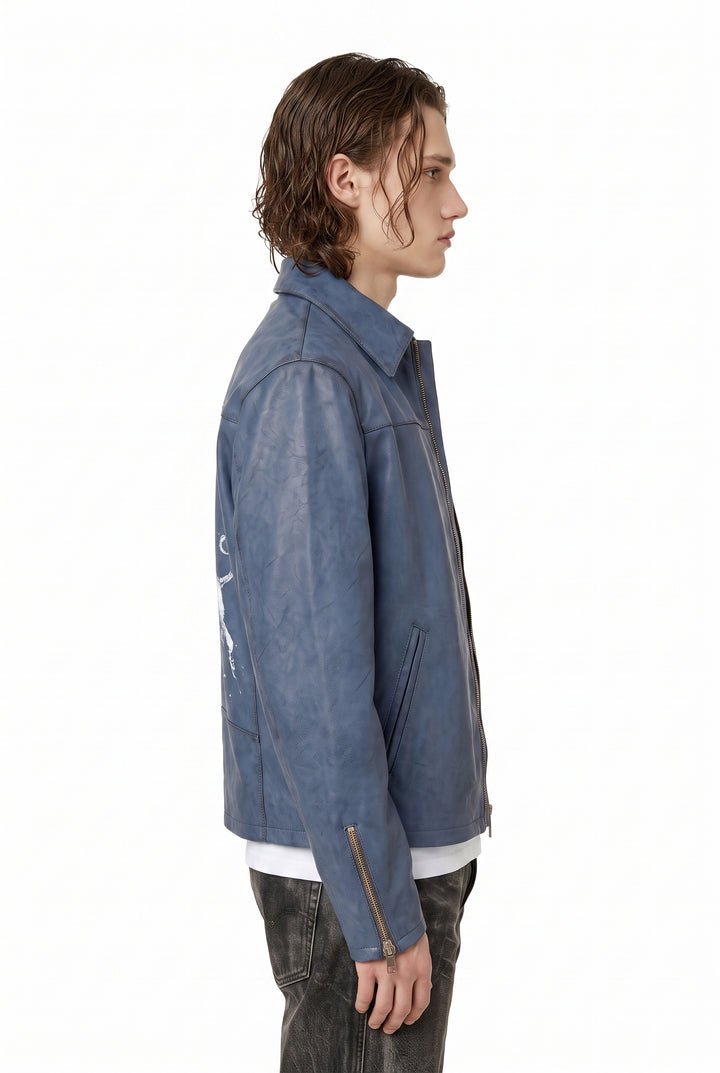 Graphic Leather Jacket na2833