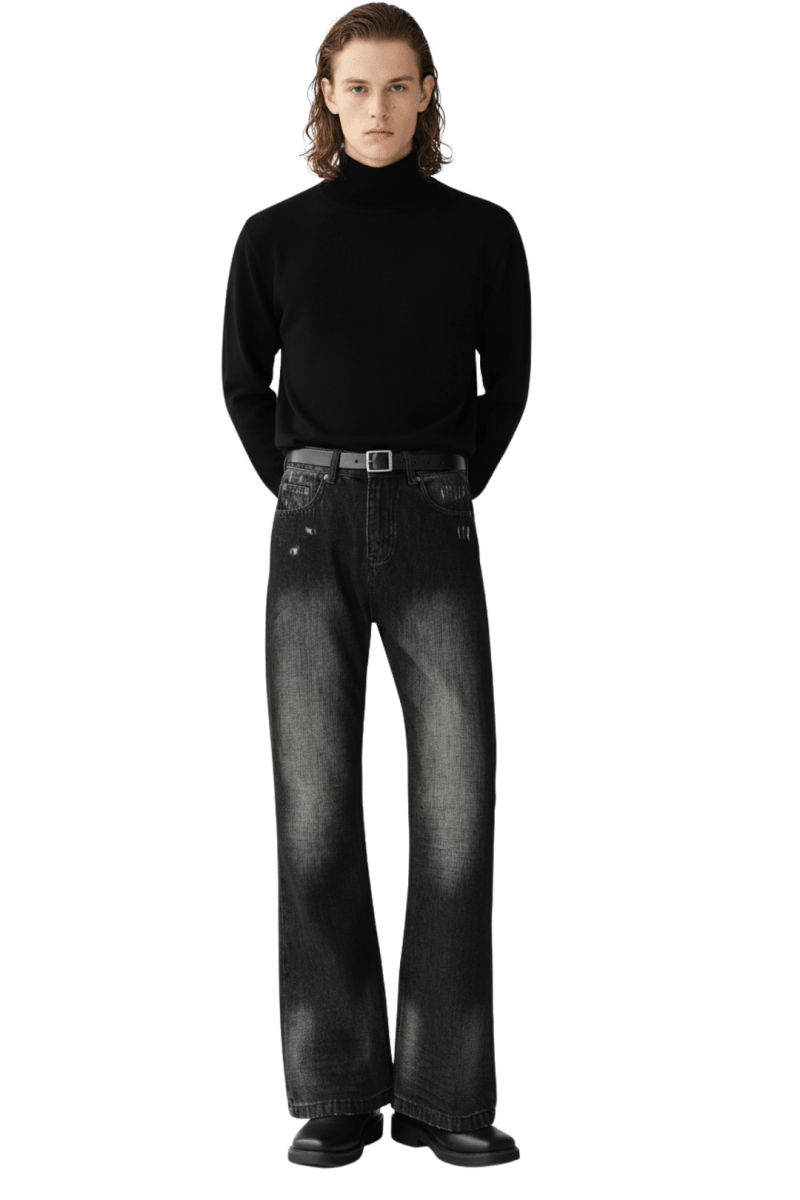 Grunge Wash Flare Jeans na2429