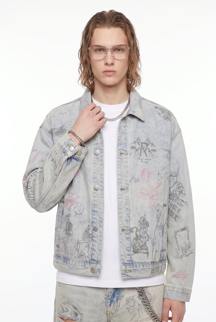 Graphic Denim Jacket na2806