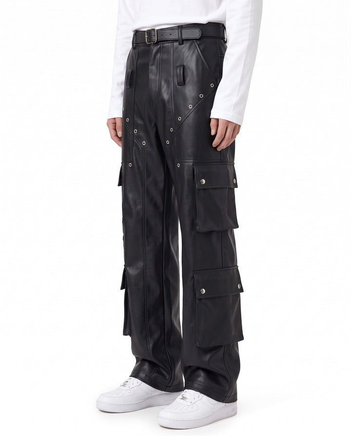 Leather Cargo Pants na3201