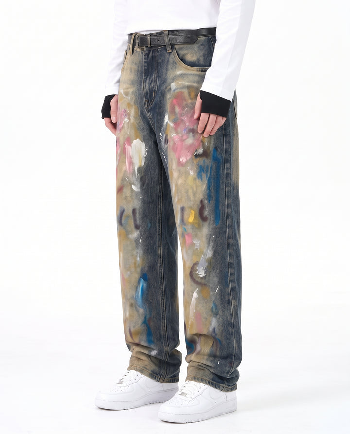Painted Wide Jeans na3190