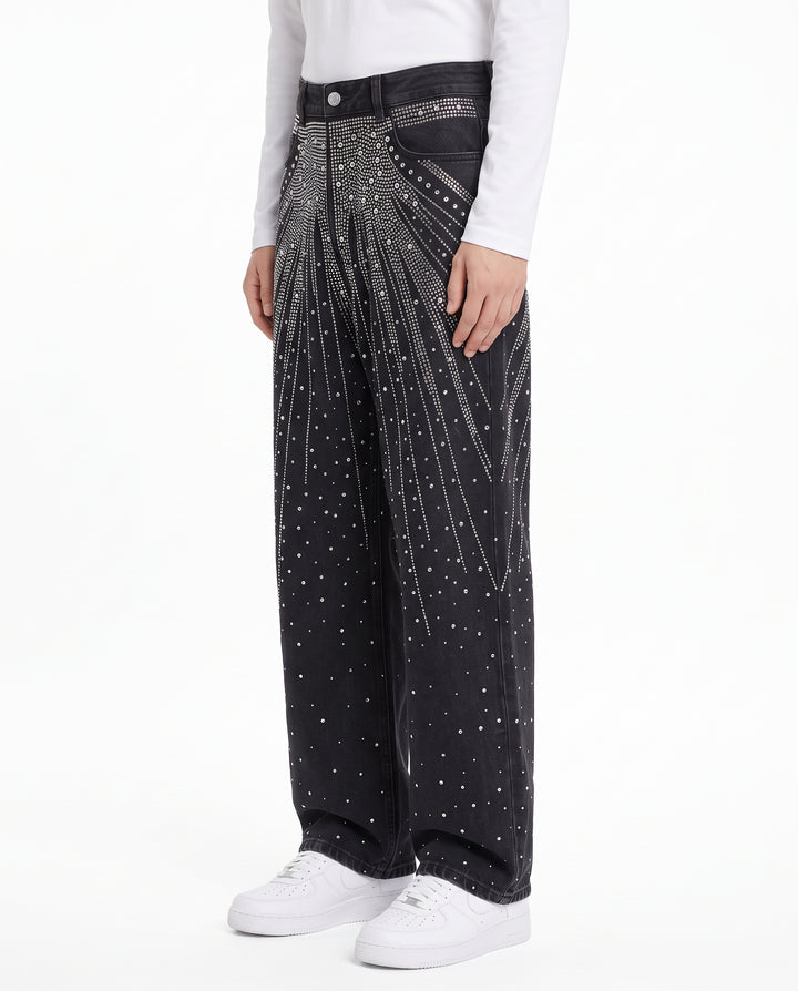 Rhinestone Denim Pants na3198