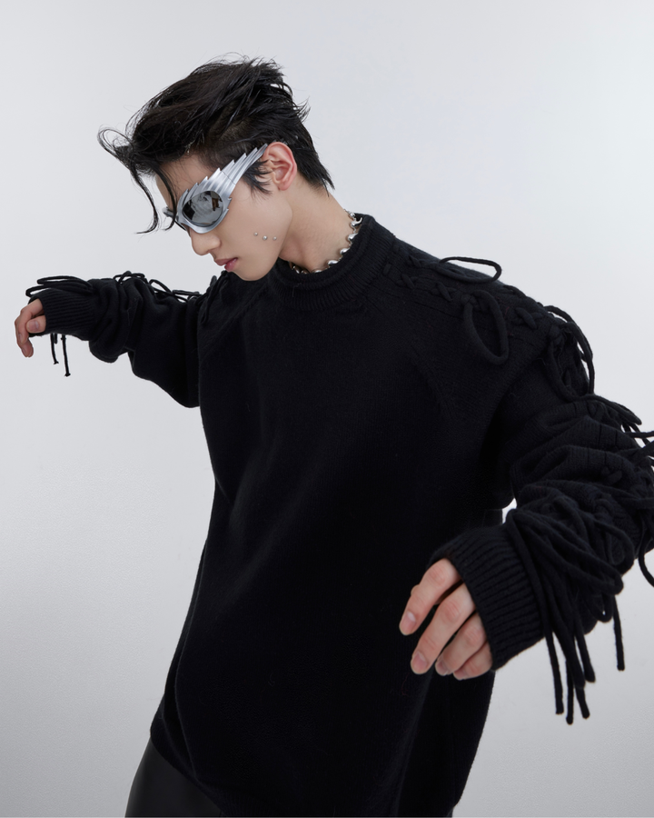 [ArguE CulturE] Fringe Arm Knit Sweater na2266