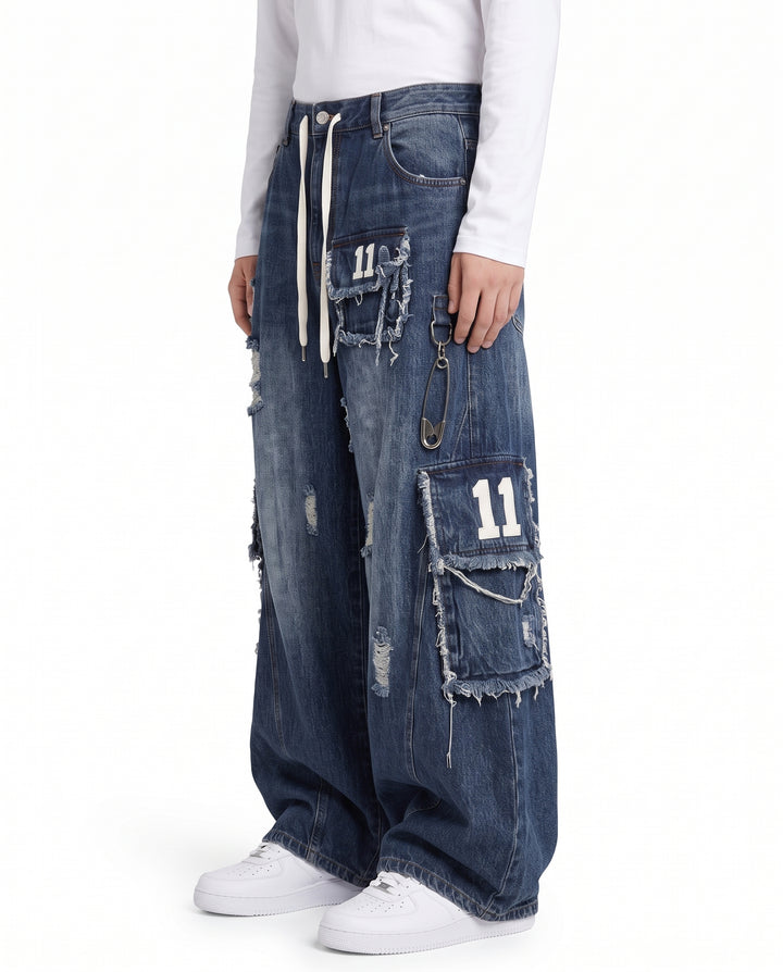 Distressed Cargo Jeans na3220
