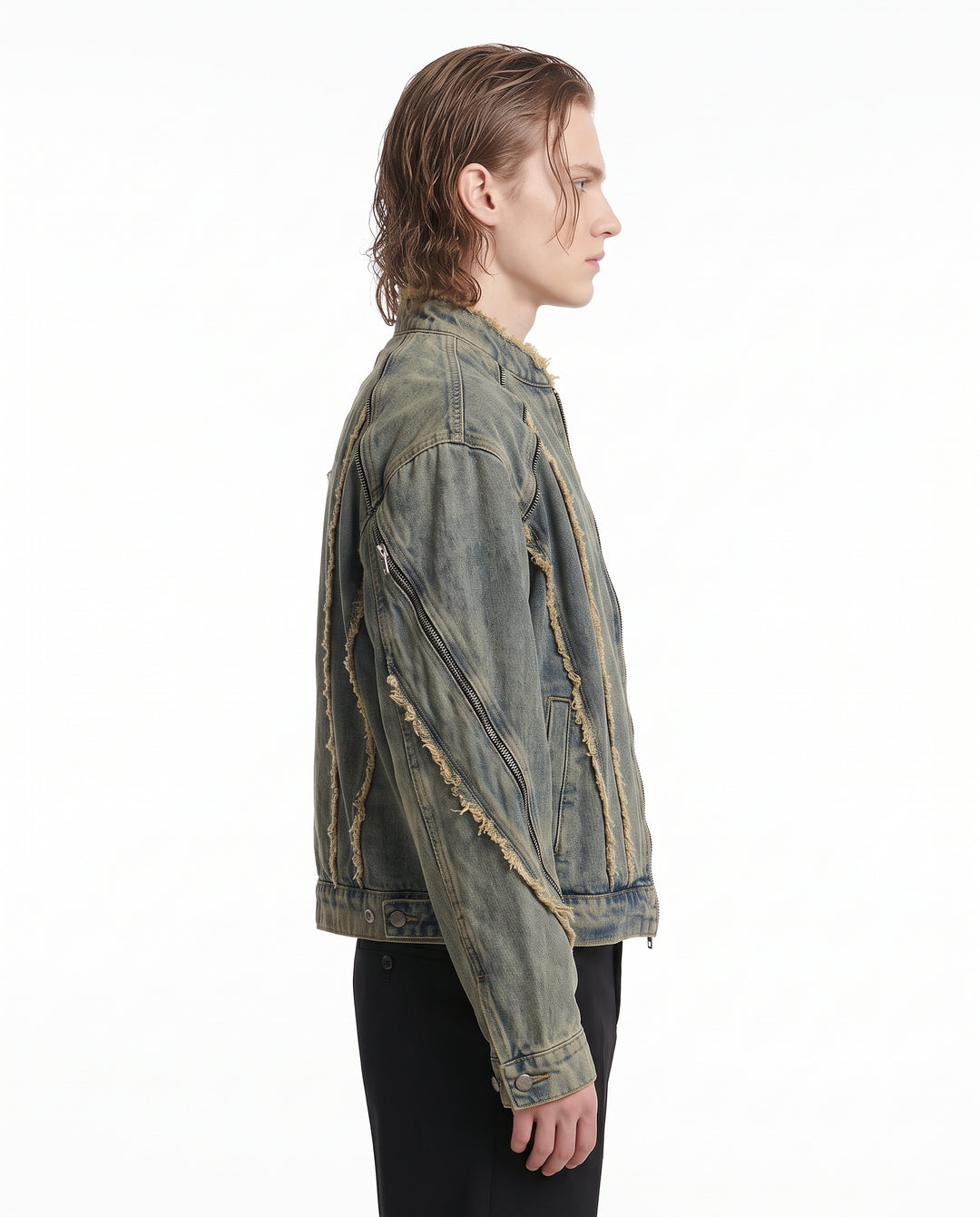 Distressed Denim Jacket na3197