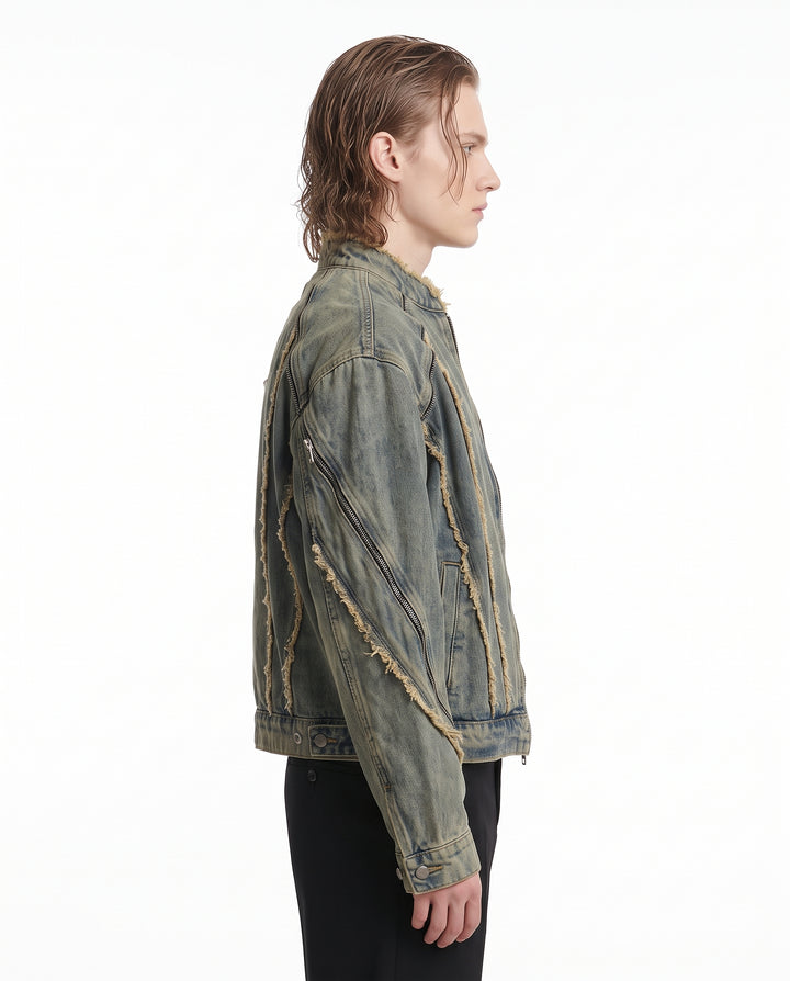 Distressed Denim Jacket na3197