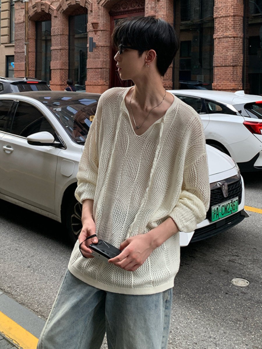 [ONELYC1NS]V-neck niche long-sleeved na1429