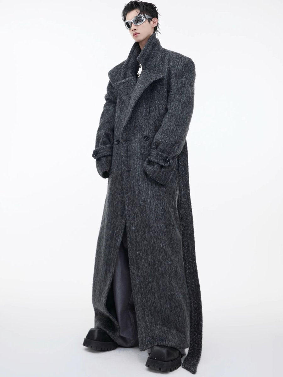 [CultureE] tweed loose long trench coat na1578