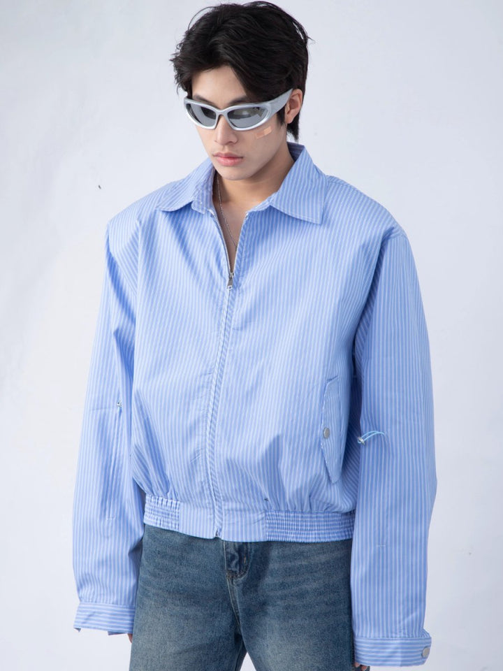 [PLAN1ONE]Blue striped jacket na1668