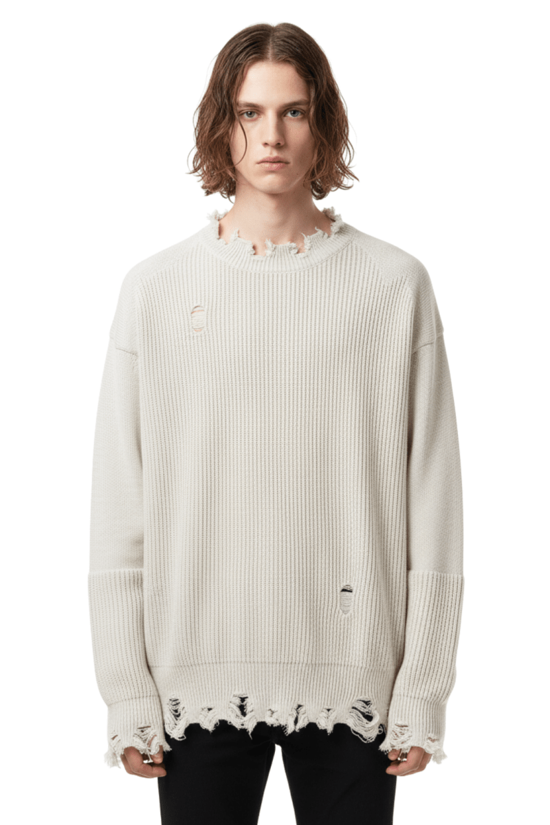 Frayed Hem Oversized Knit Sweater na2415