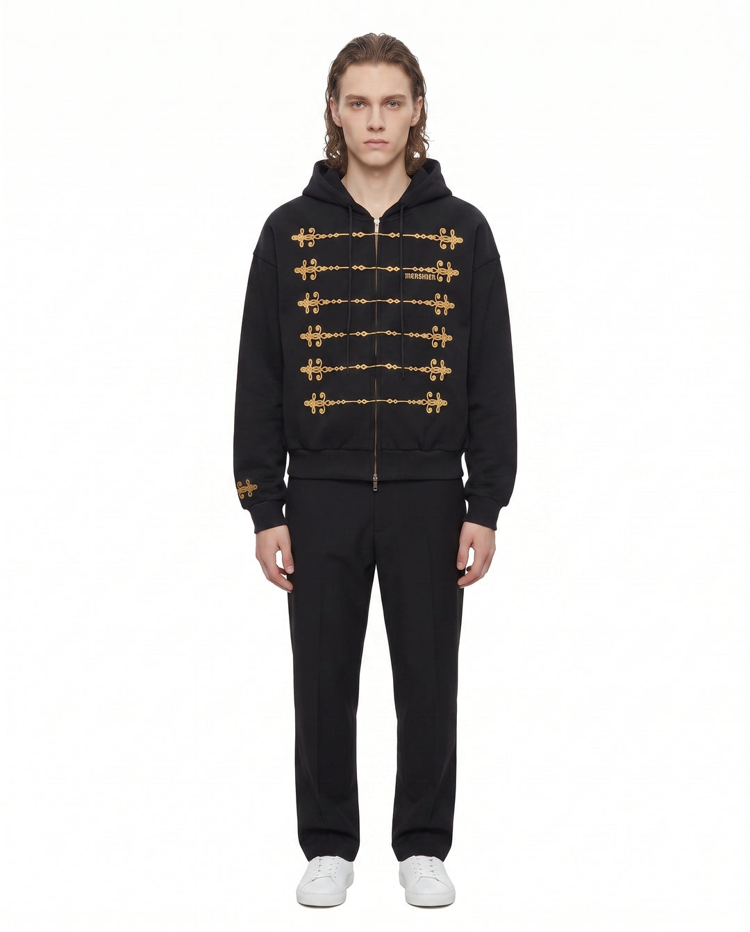 Embroidered Military Zip Hoodie na3084