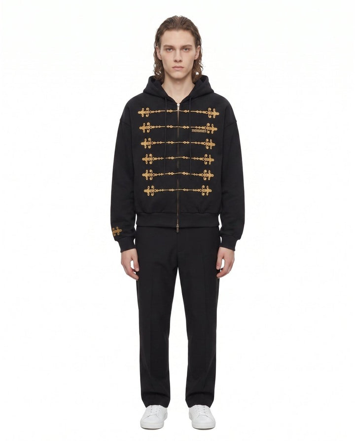 Embroidered Military Zip Hoodie na3084