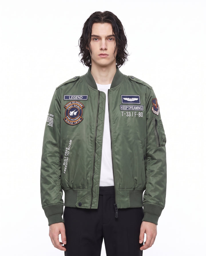 Patched Bomber Jacket na2988