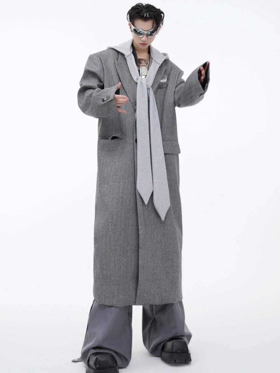 【CulturE】tweed coat loose long coat  na1582