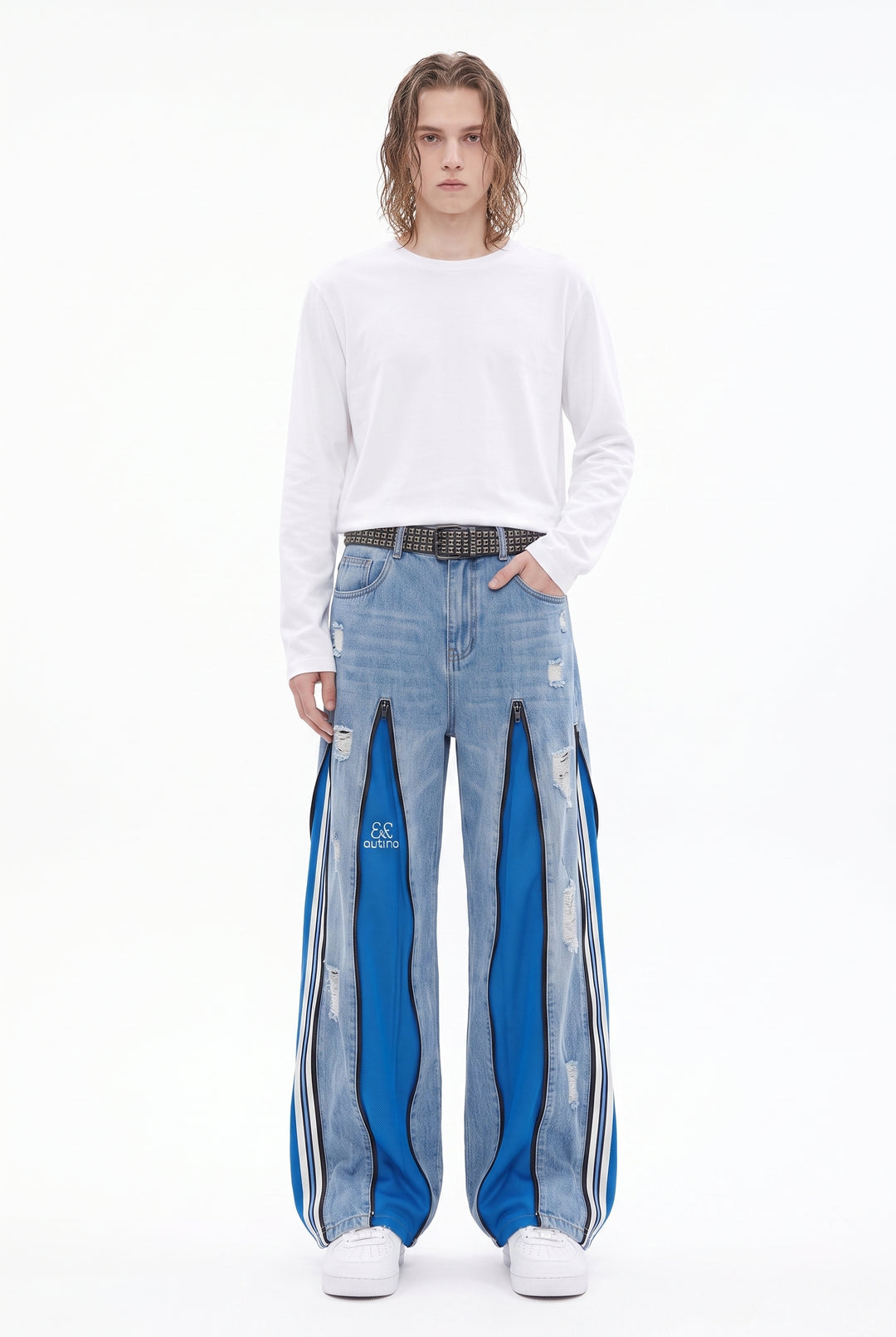 Patchwork Wide Jeans na2841
