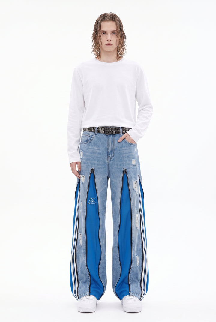 Patchwork Wide Jeans na2841