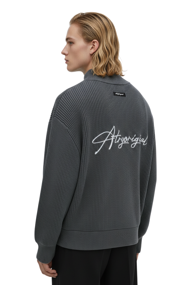 Ribbed High Neck Zip-Up Jacket na2398