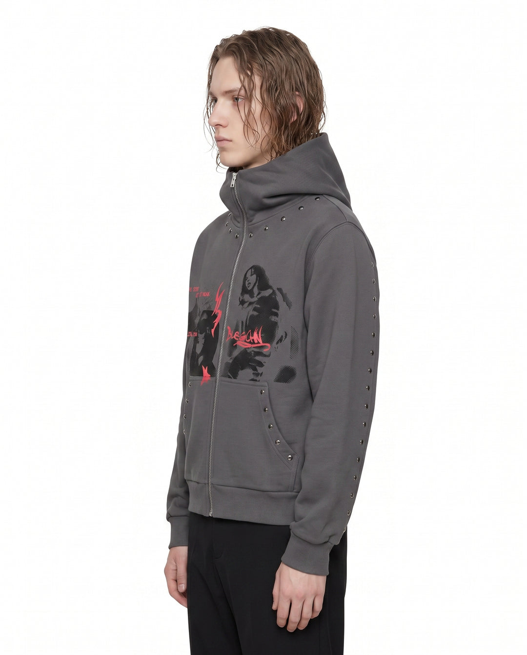Studded Zip Hoodie na3021