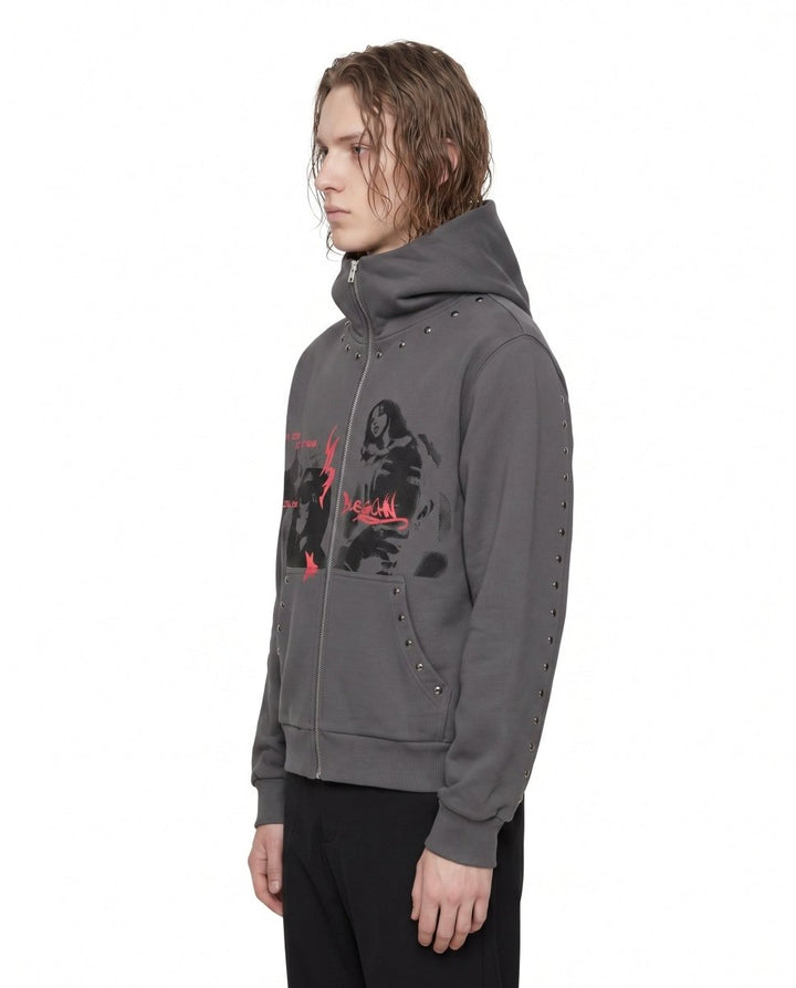Studded Zip Hoodie na3021