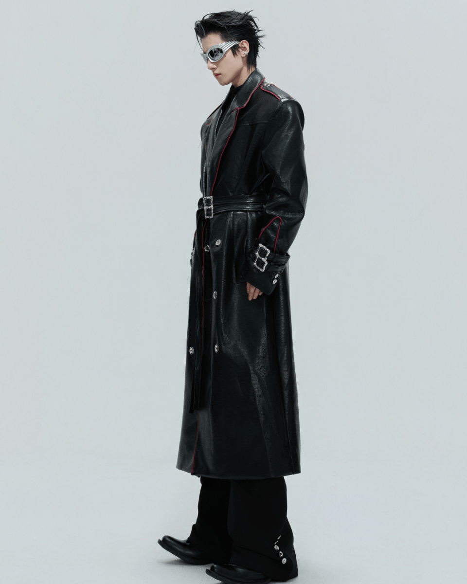 [ArguE CulturE] Noir Blade Leather Trench na2258