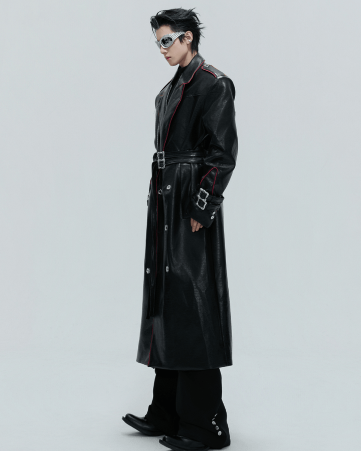 [ArguE CulturE] Noir Blade Leather Trench na2258