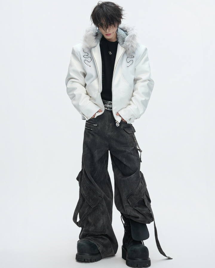 【ArguE CulturE】Back Stud Leather Hood Jacket na2291