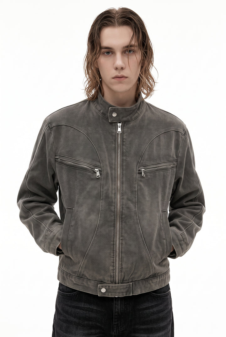 Washed Moto Jacket na2763