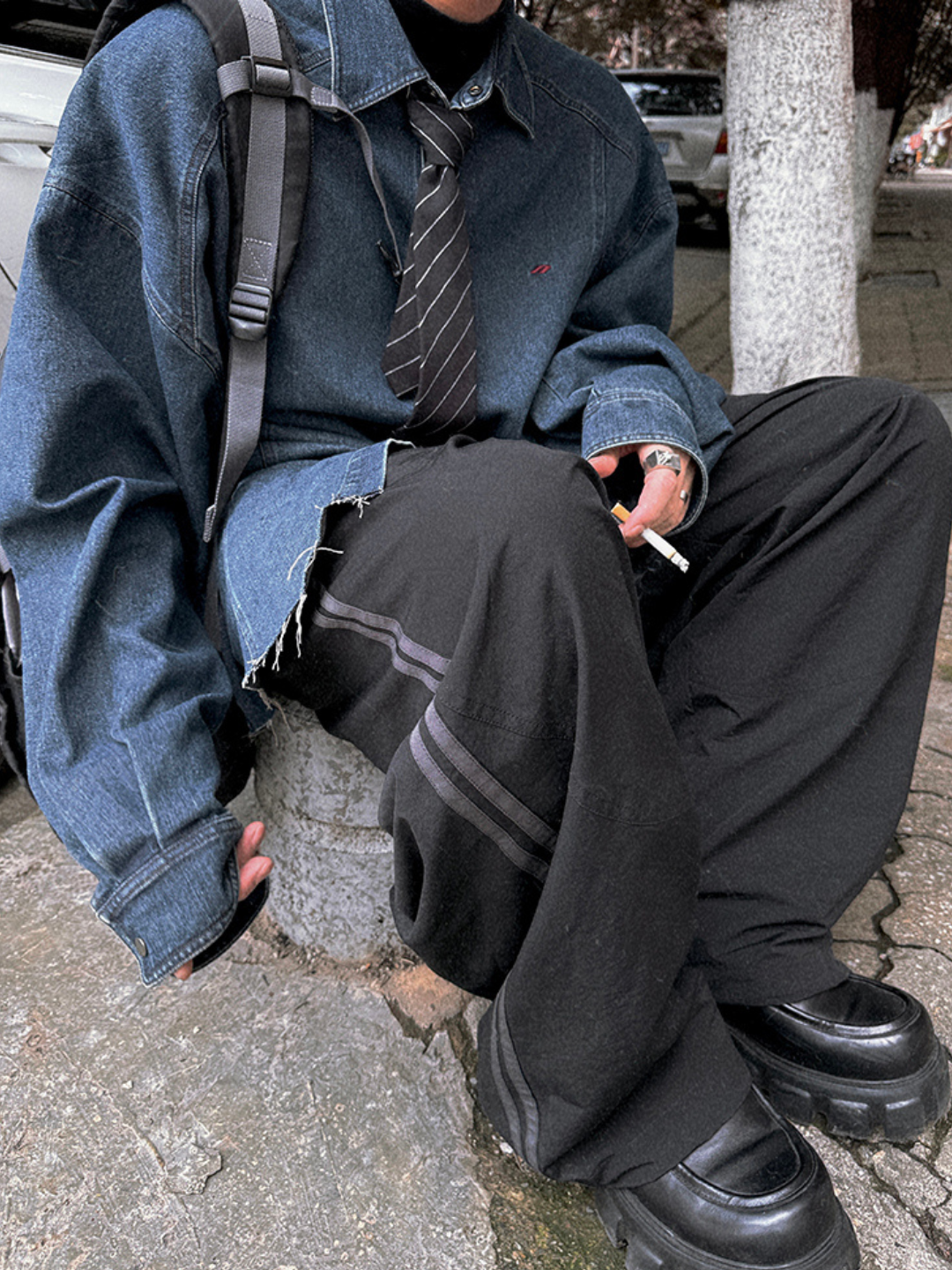 【Aurocean】Loose Black Sweatpants na1674