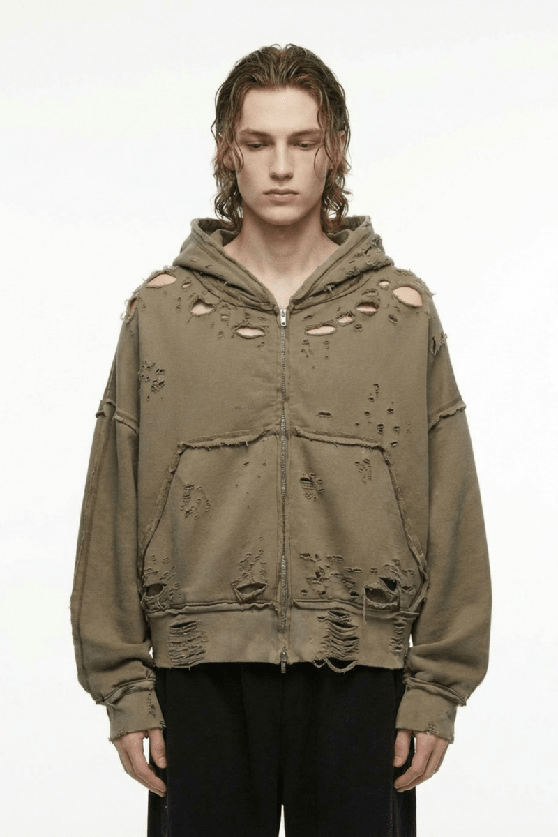 Apocalypse Distressed Zip Hoodie na2354