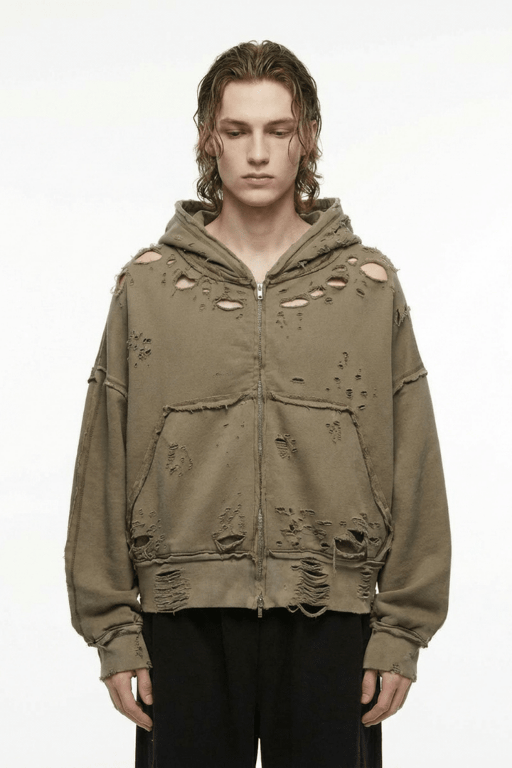 Apocalypse Distressed Zip Hoodie na2354