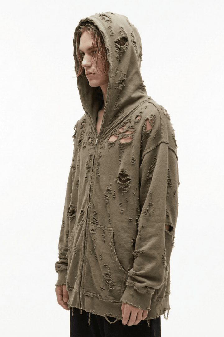 Apocalypse Distressed Zip Hoodie na2354