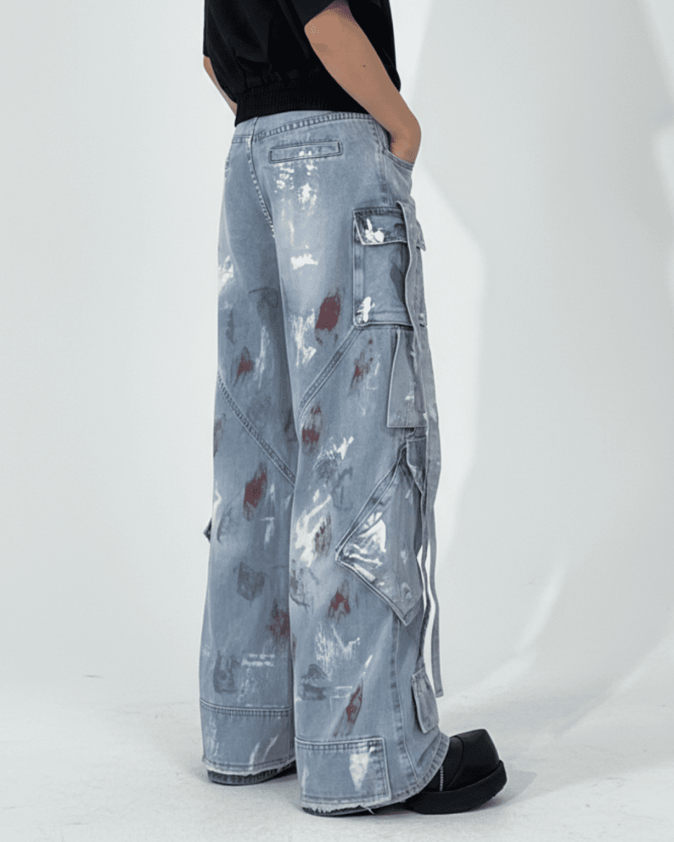 Industrial Paint Zip Cargo Denim na2335