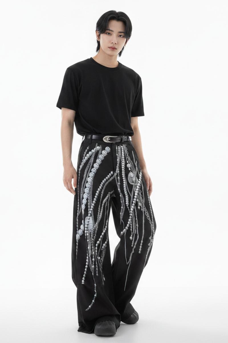Wide-leg studs pants  na2611