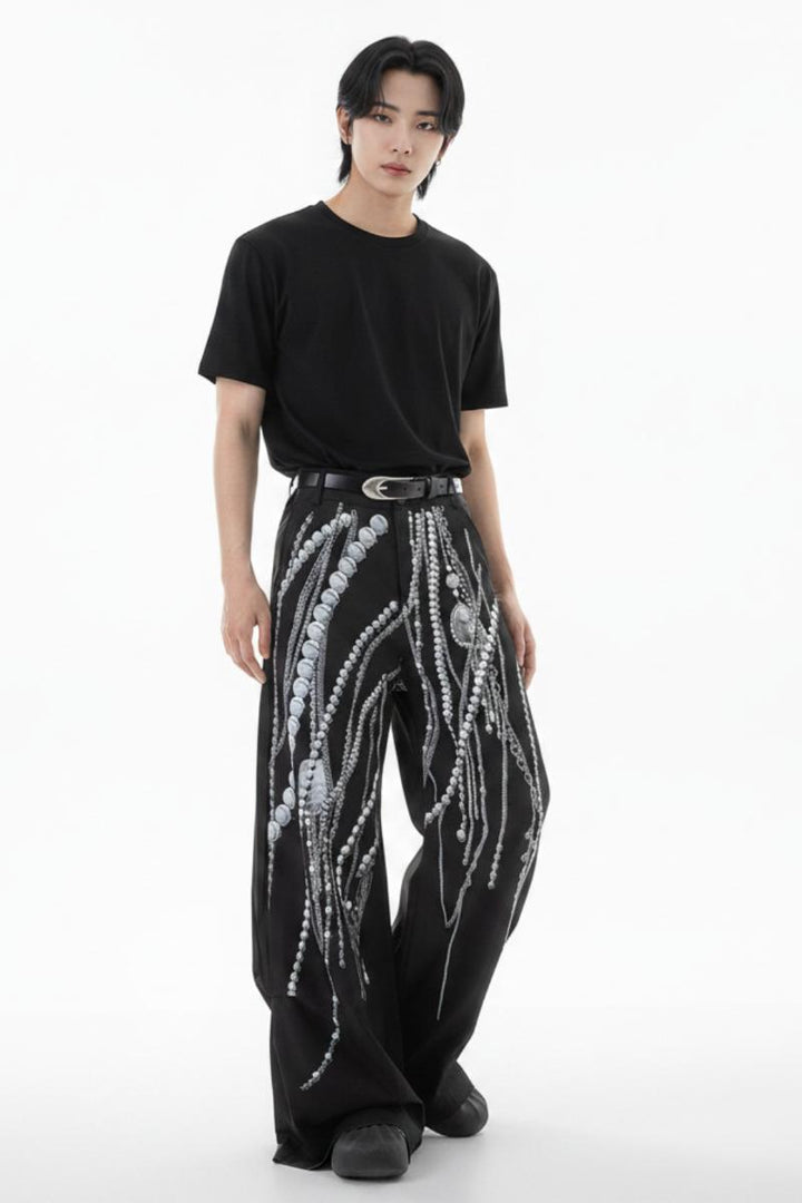 Wide-leg studs pants  na2611
