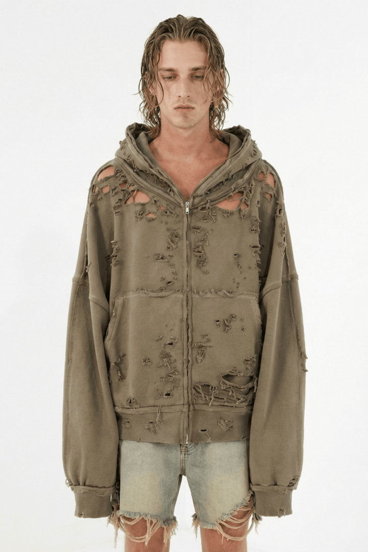 Apocalypse Distressed Zip Hoodie na2354