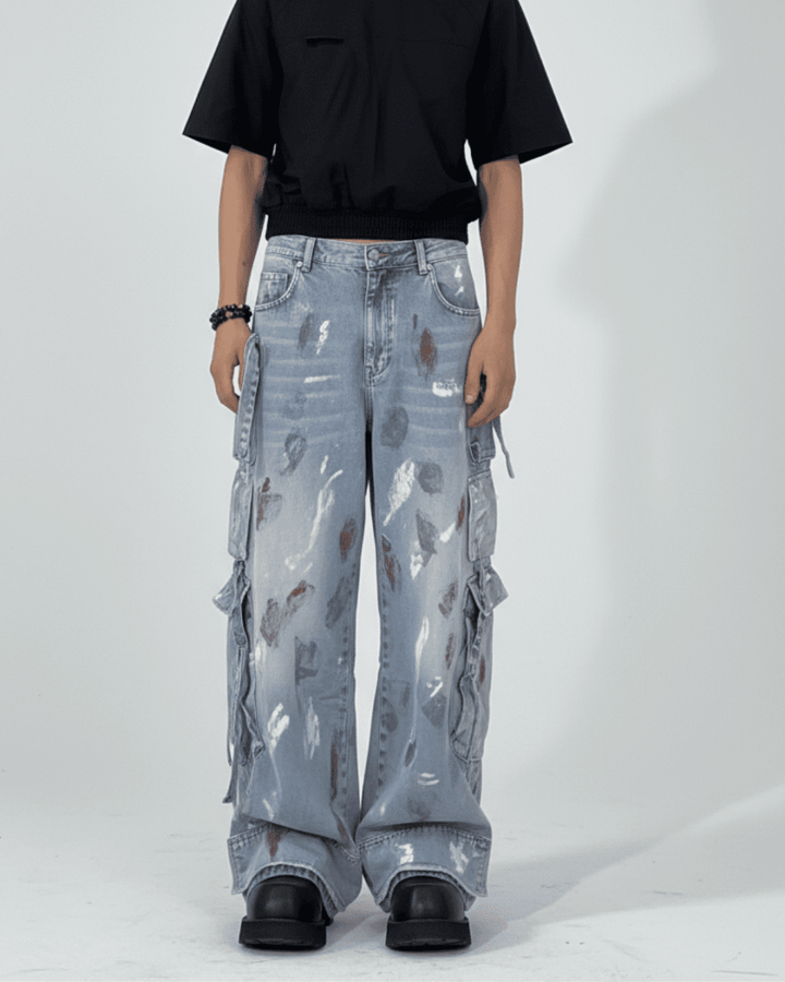 Industrial Paint Zip Cargo Denim na2335