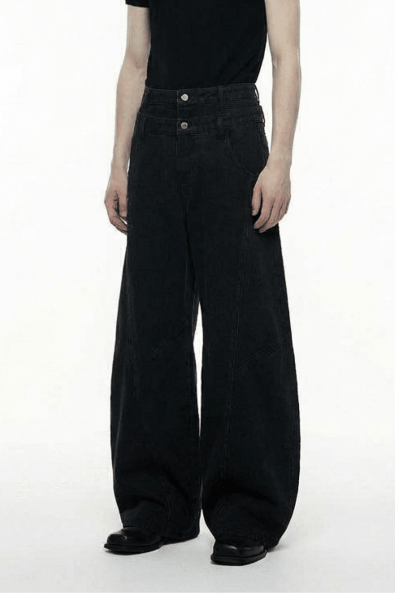 Graffiti Back-Print Balloon Wide Jeans na2356 