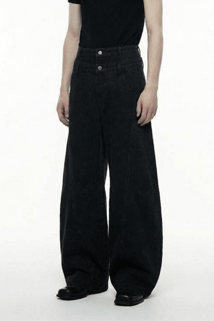 Graffiti Back-Print Balloon Wide Jeans na2356 