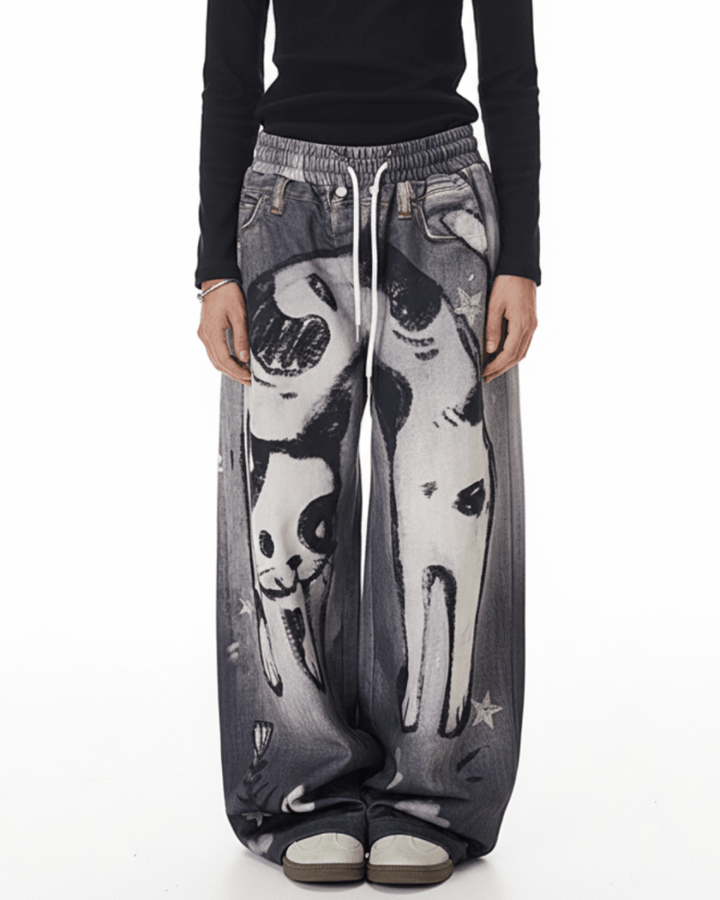 Y2K Doggie Illustration Pants na2244