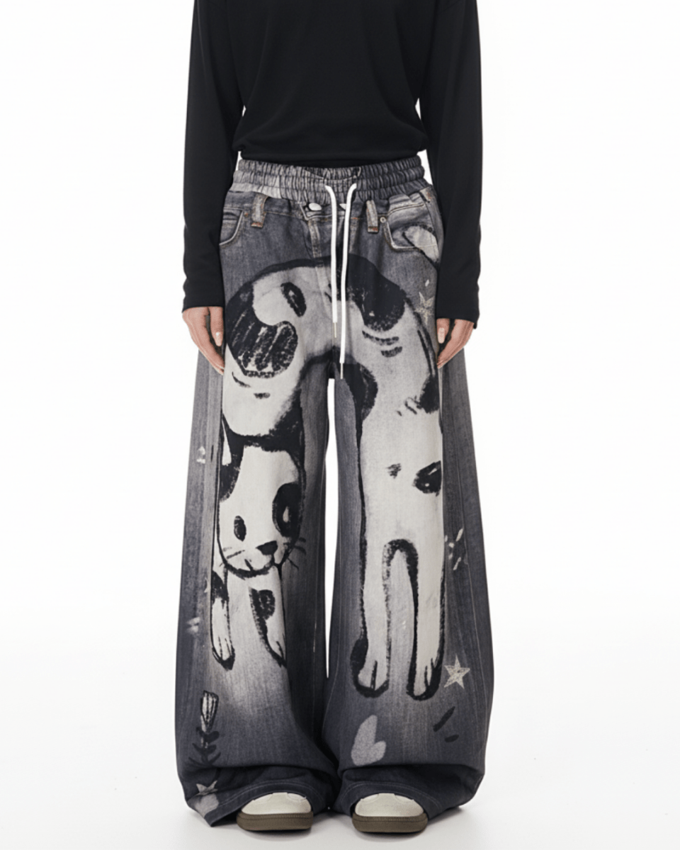 Y2K Doggie Illustration Pants na2244